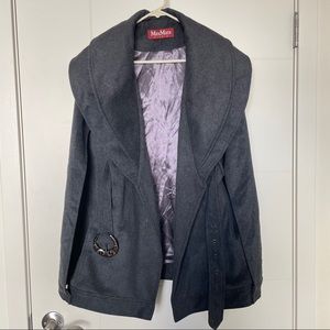 MaxMara Faux-Sleeves Grey Wool Coat